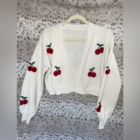 unbranded Sweaters - 🍒 EMBROIDERED CHERRY OPEN SWEATER 🍒